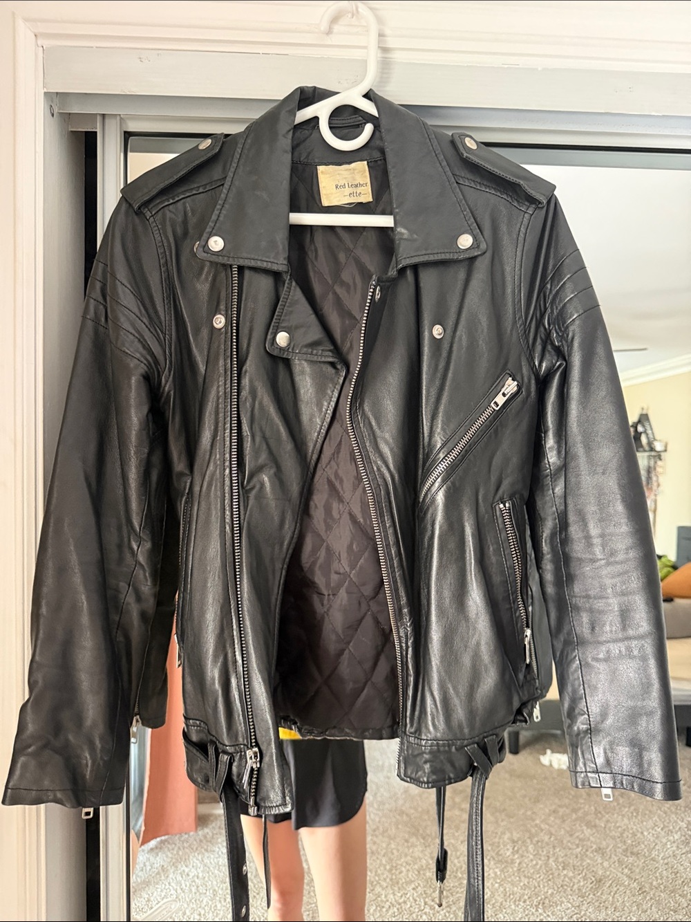 Classic Black Leather Biker Jacket - Women